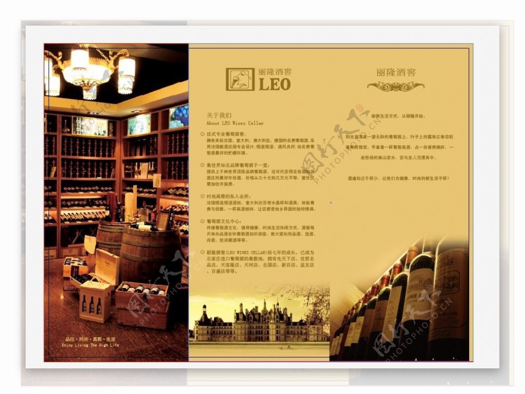 红酒酒窖折页图片