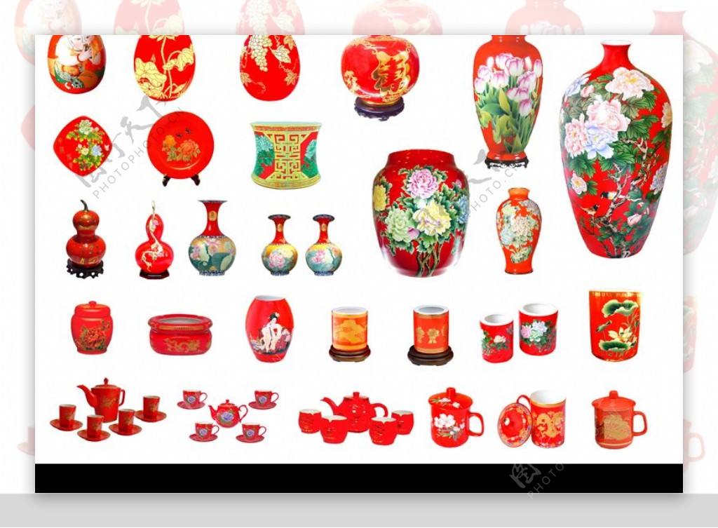 中国红瓷器图片