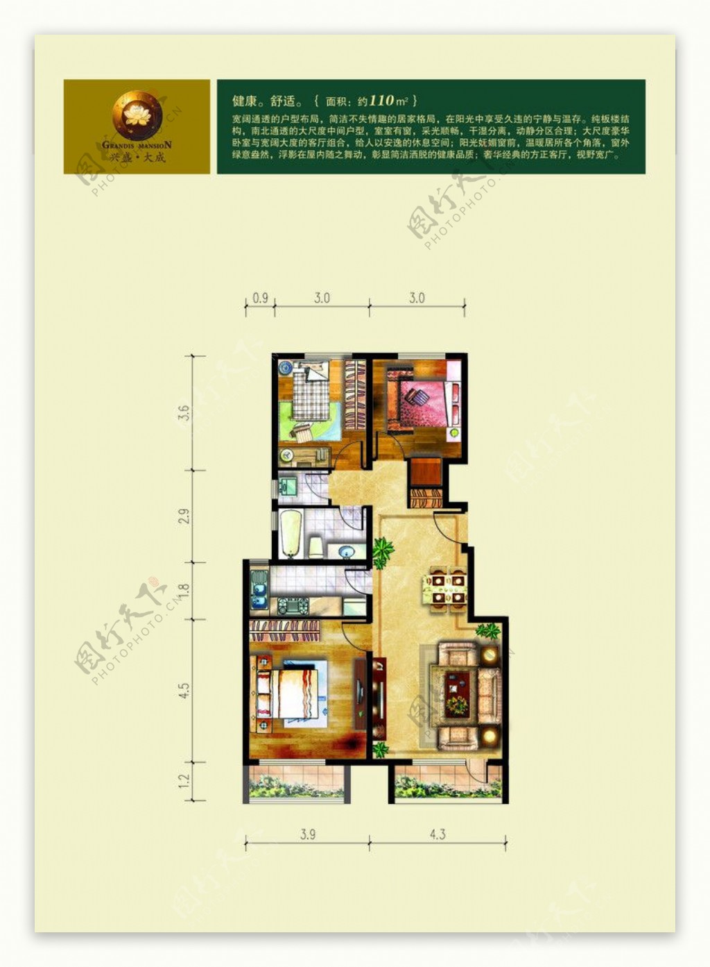 房地产户型单页图片