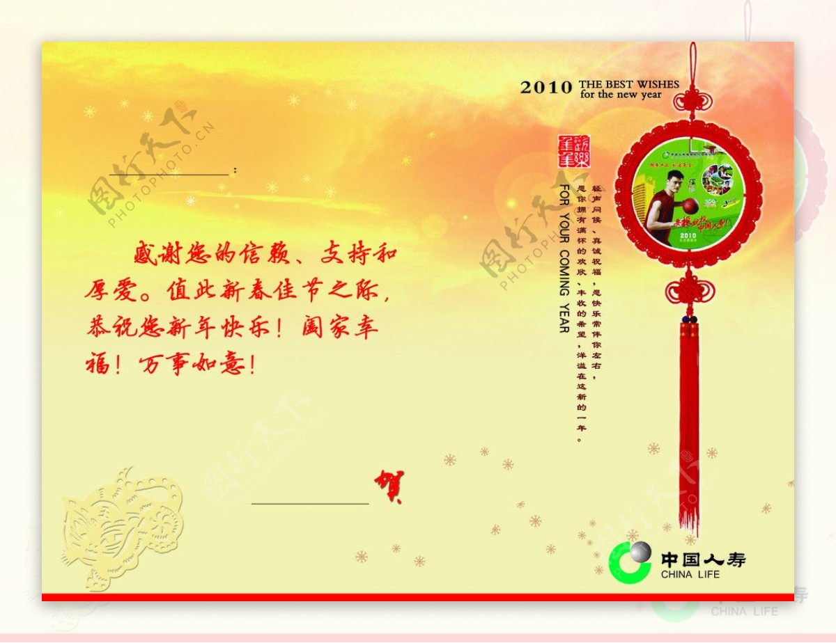 中国人寿岳西支公司贺卡型反面2010图片