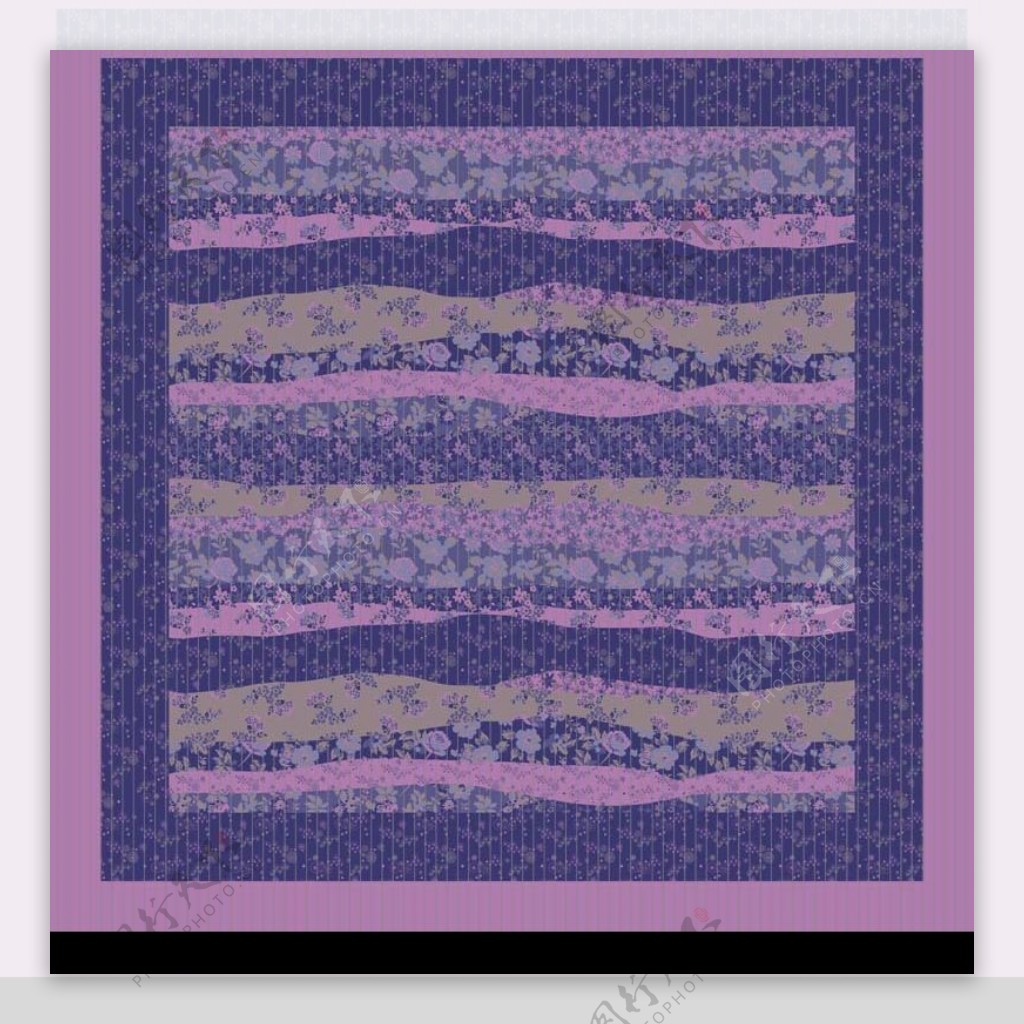 暗紫色花草方巾图片