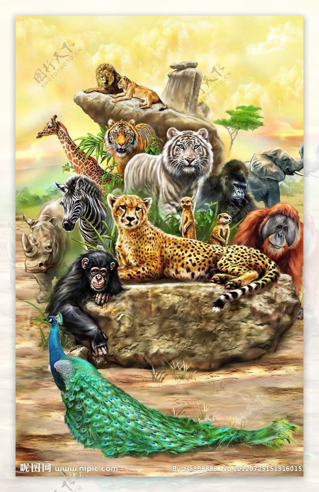 手绘森林动物海报图片