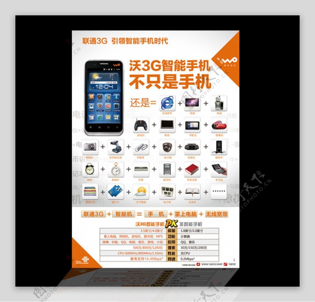 沃3G智能手机海报图片