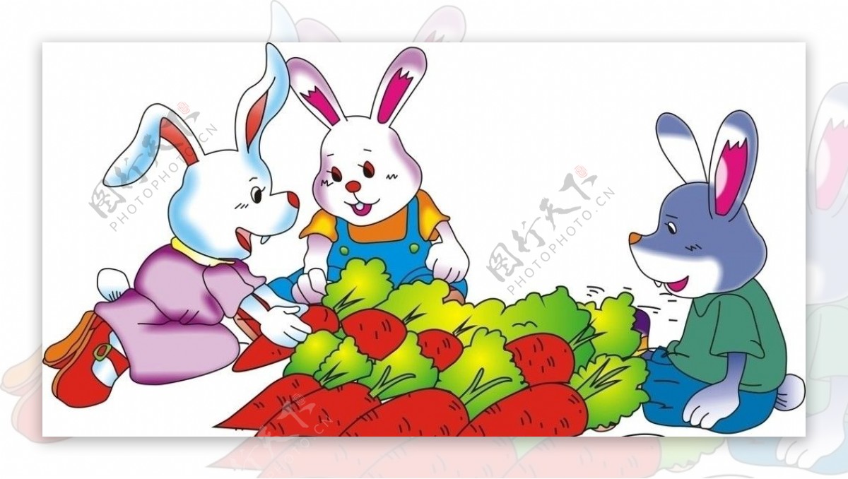 小兔子吃萝卜图片