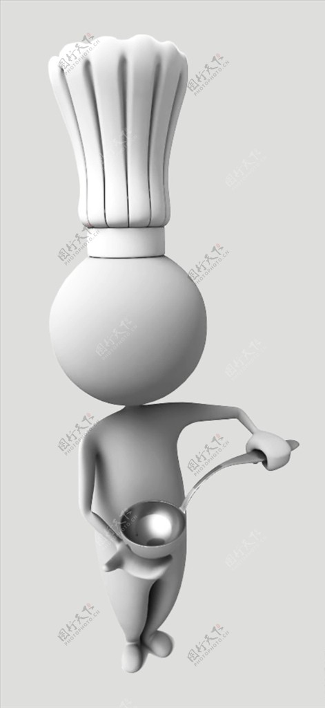 3D小人小白人厨师卡通人