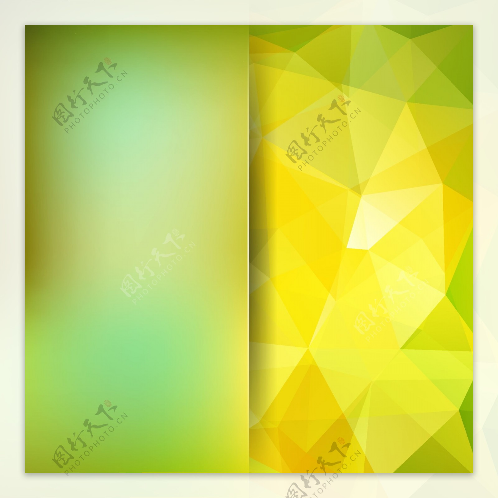 黄绿渐变清新唯美多边形几何背景