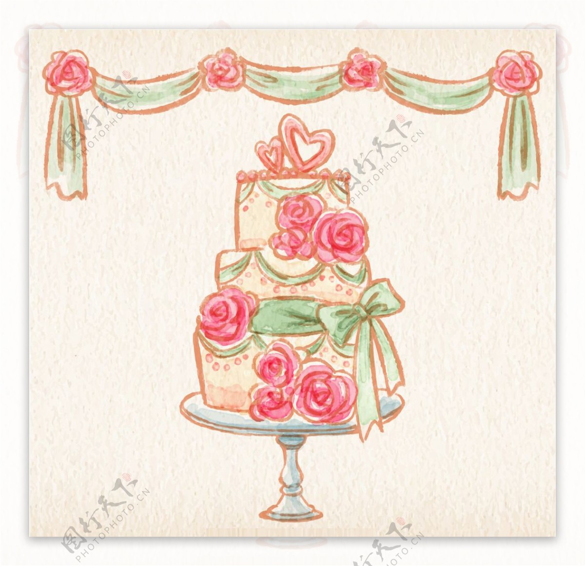 手绘的婚礼蛋糕