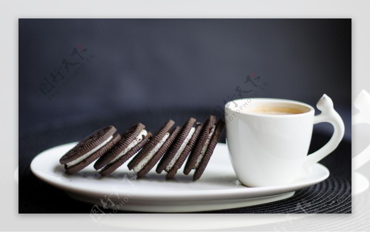 咖啡西餐餐点饼干摄影高清图