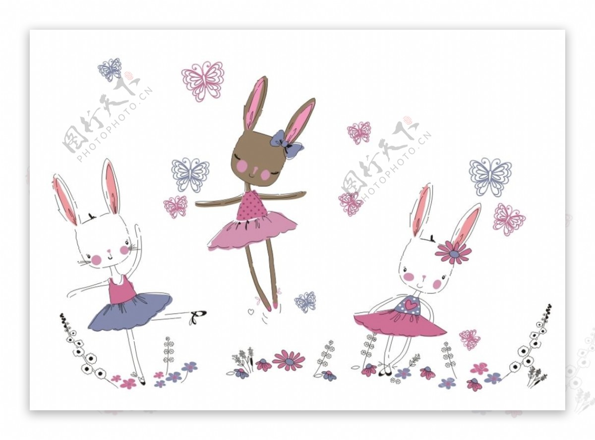 儿童卡通兔子印花图案