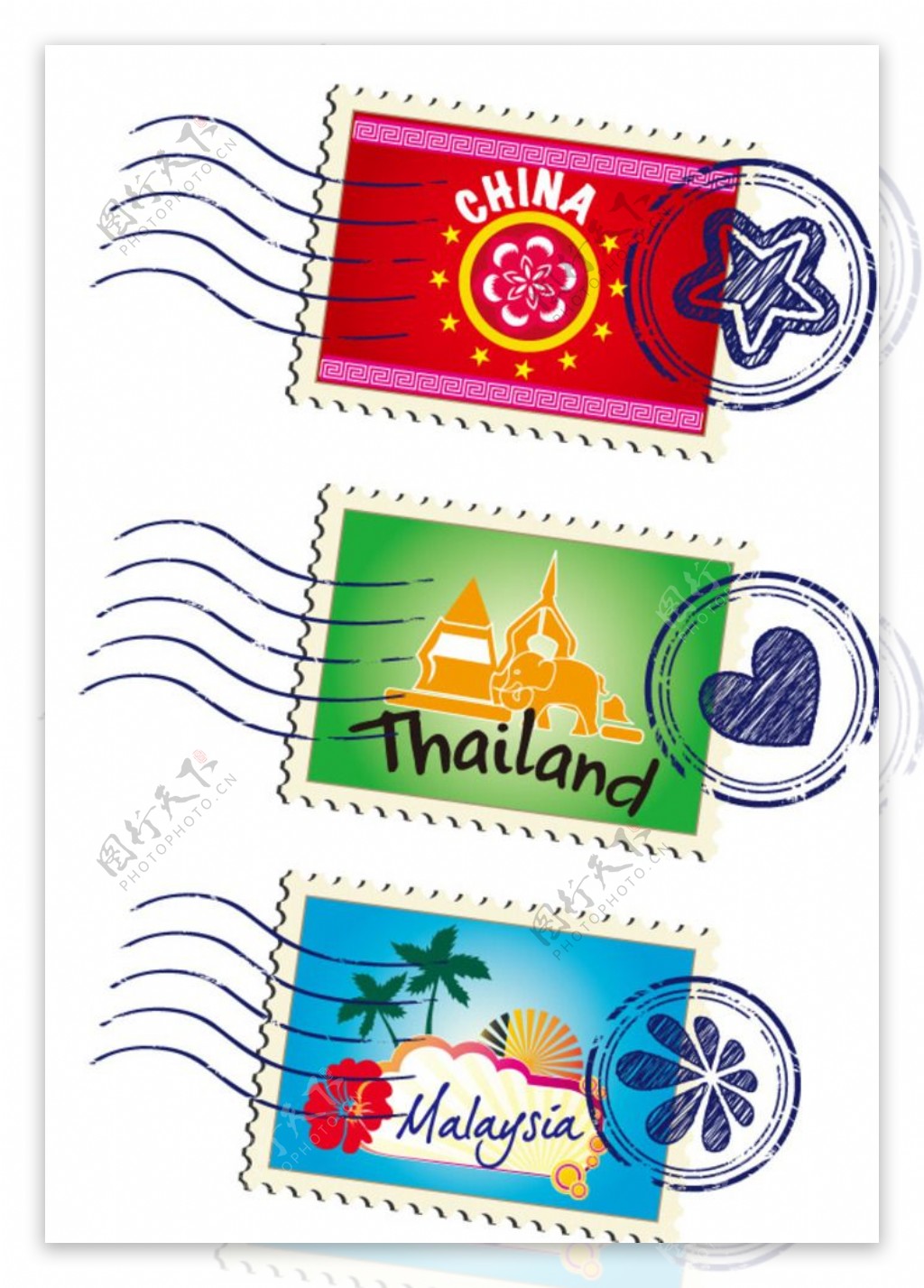 世界各地邮戳图标