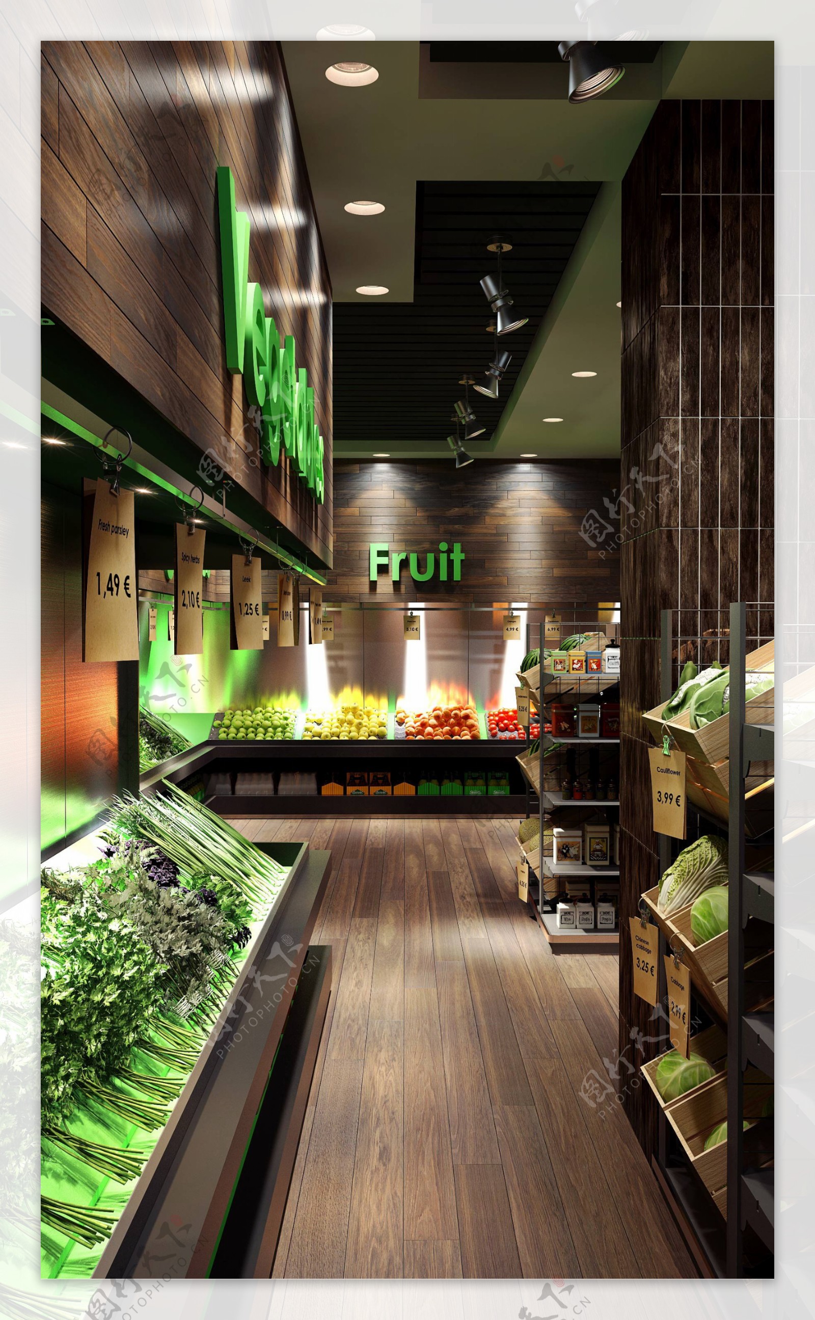 室内设计超市水果区布局效果图