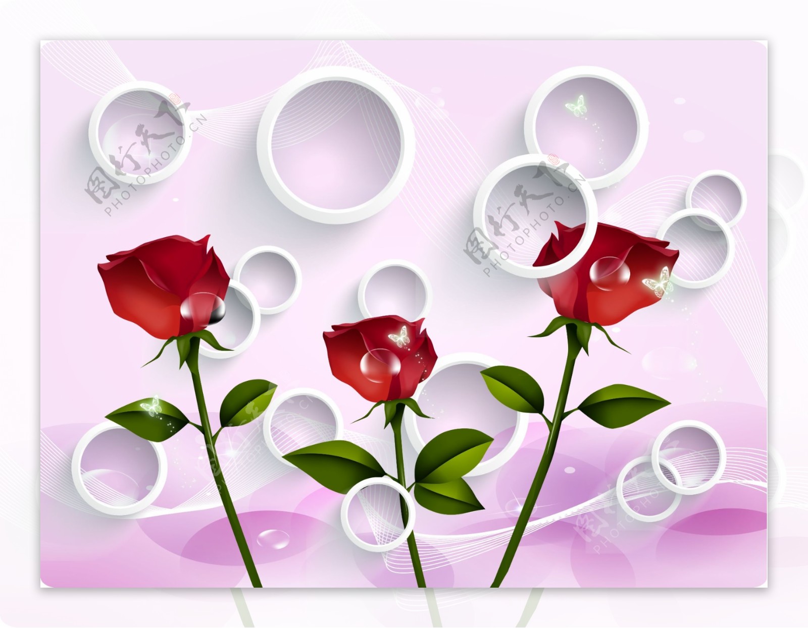 3D玫瑰花