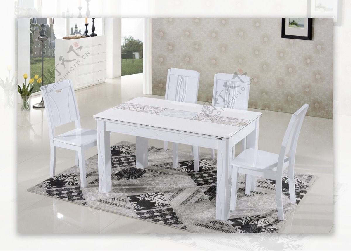 休闲餐桌椅白色餐桌椅
