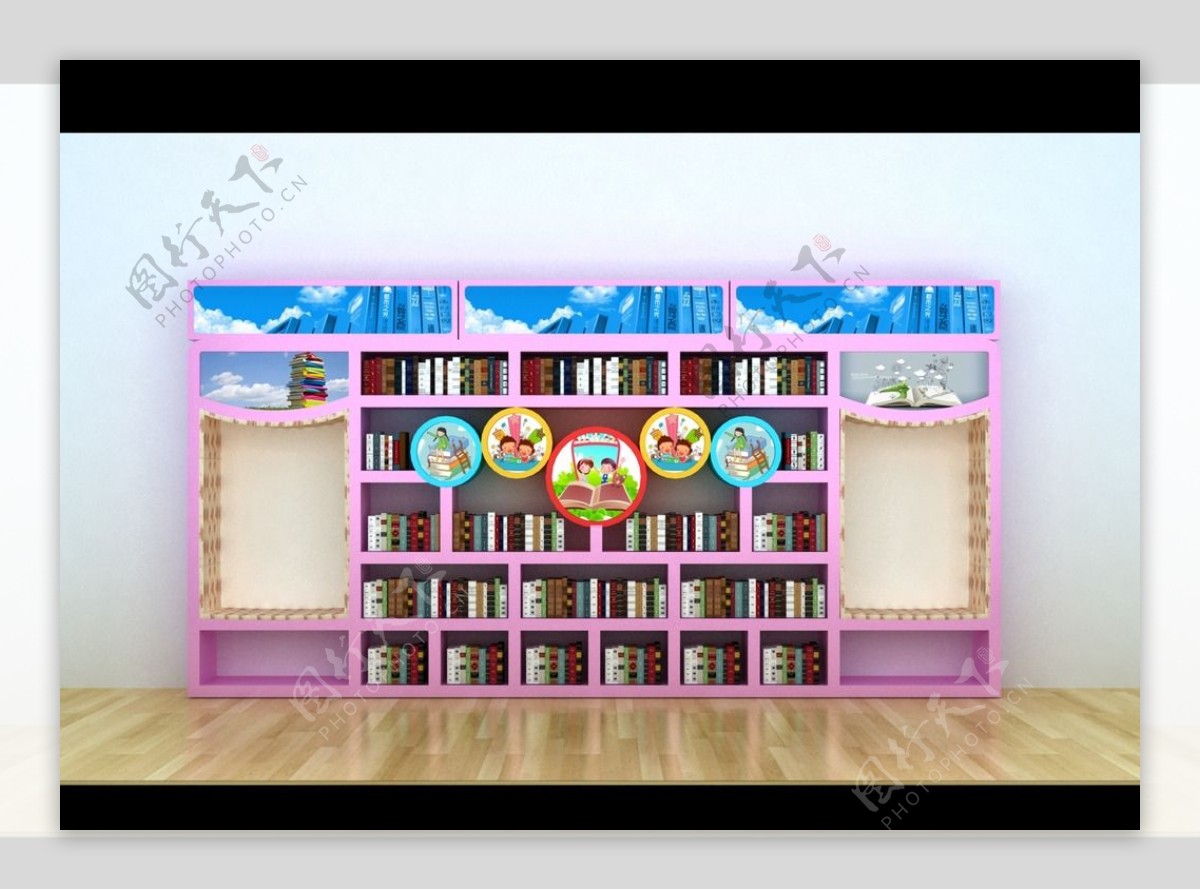 双座书柜3d设计效果图