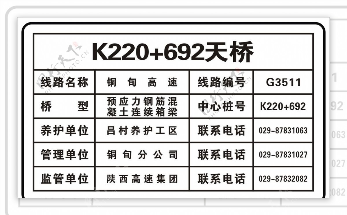 桥梁铭牌