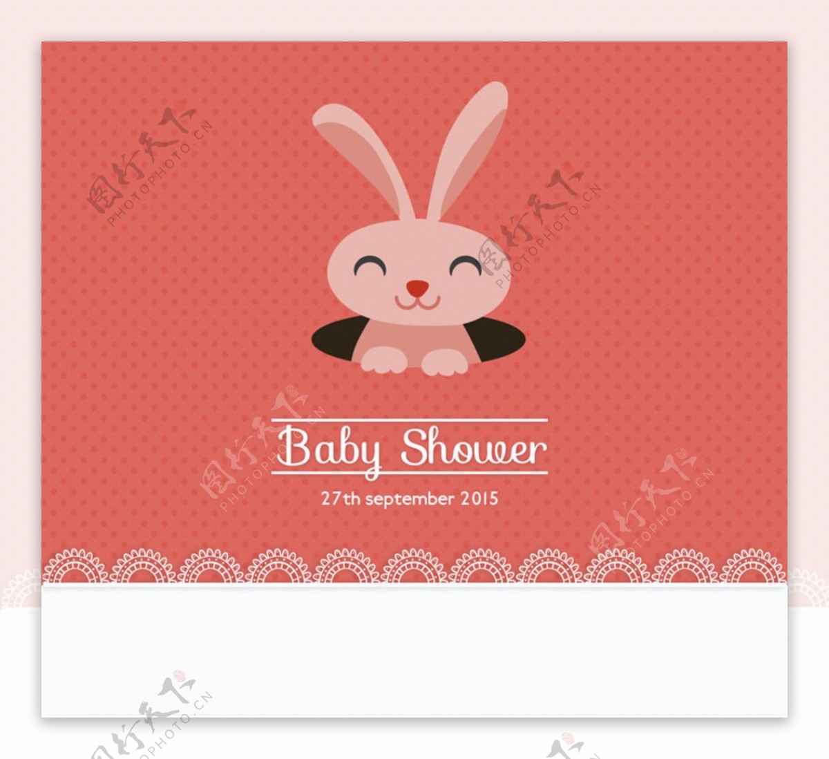 可爱兔子迎婴派对邀请卡矢量图