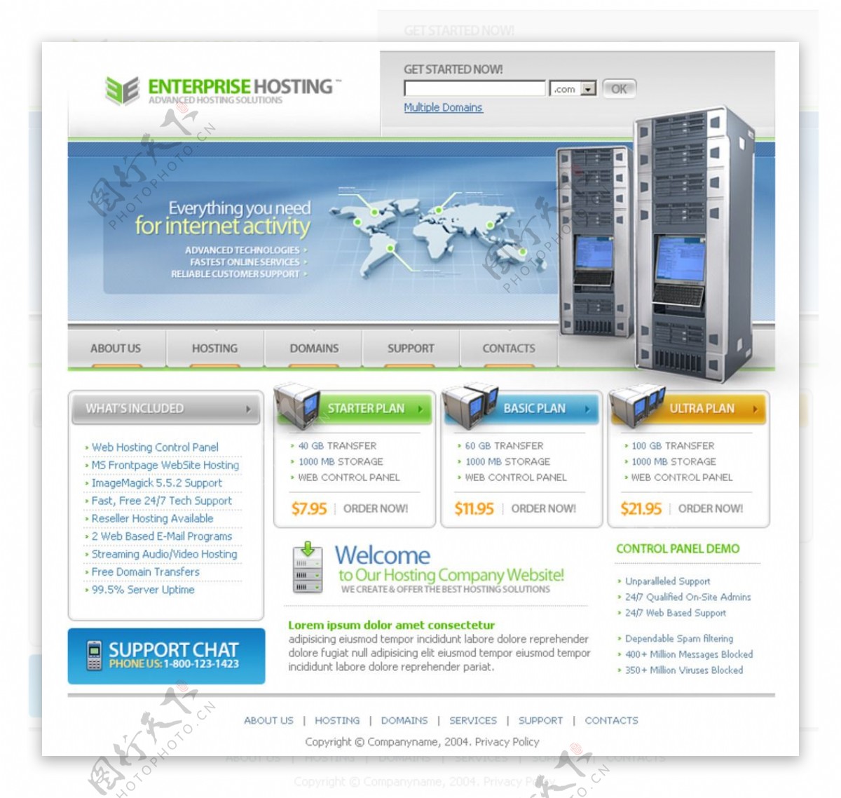 国外空间域名服务器主机网页设计