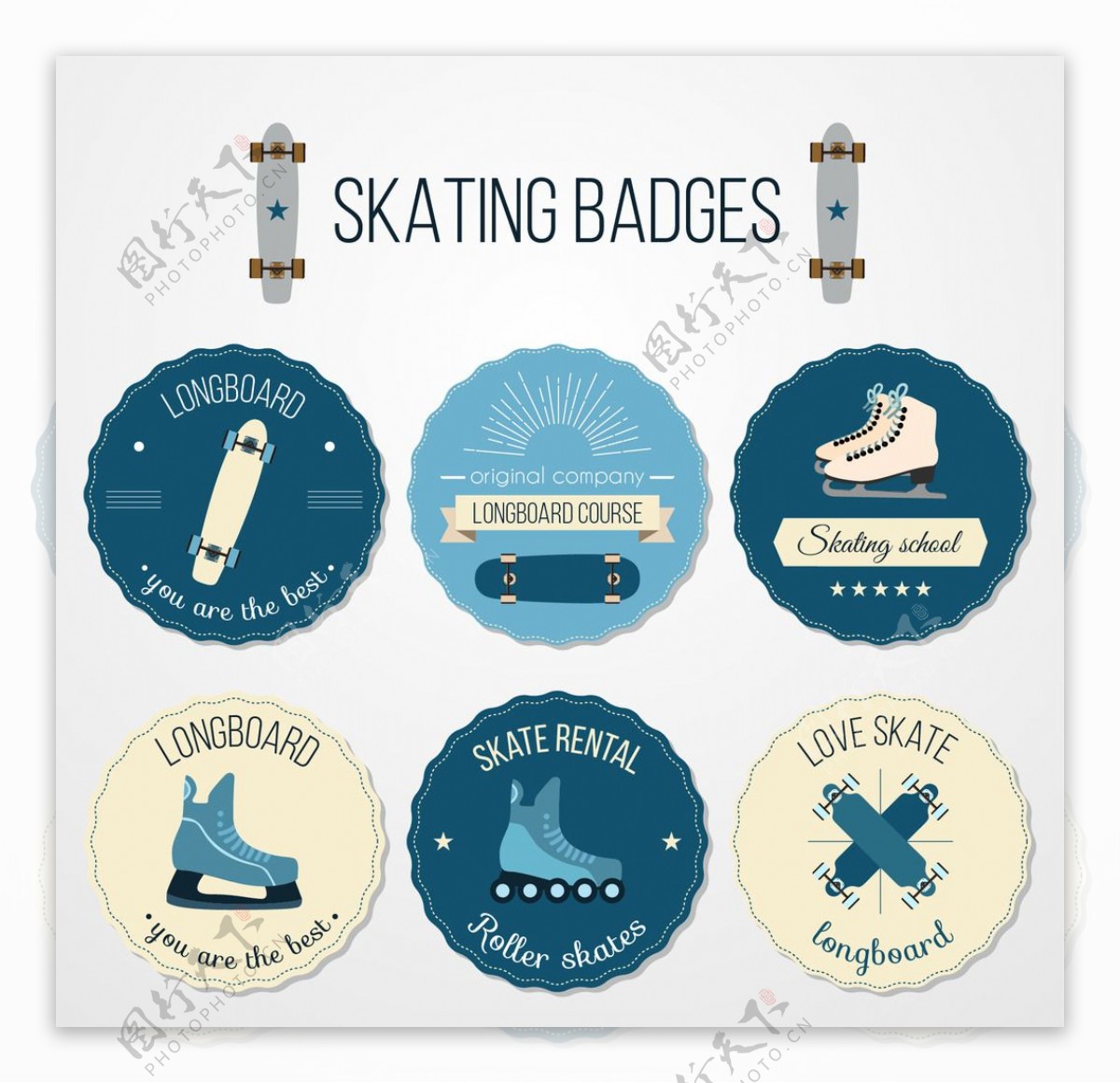 复古滑冰徽章