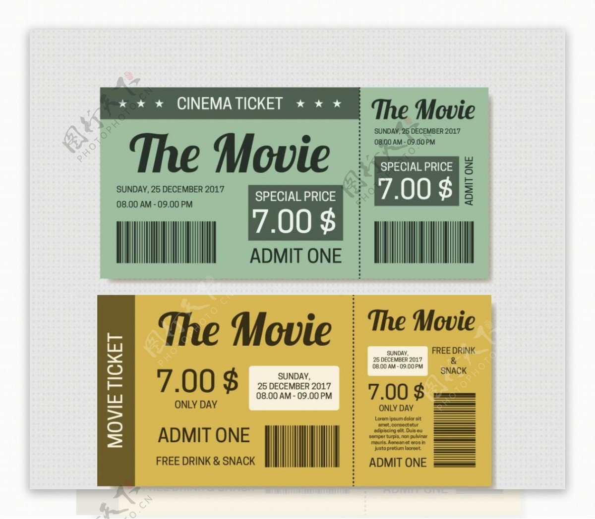 复古风格电影票模板源文件宣传活