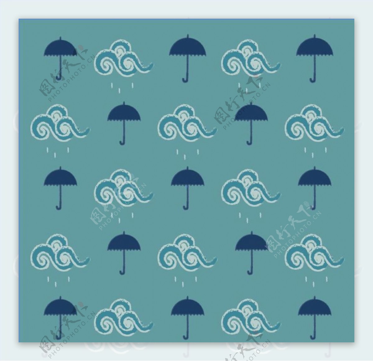 灰蓝雨云和伞背景素材