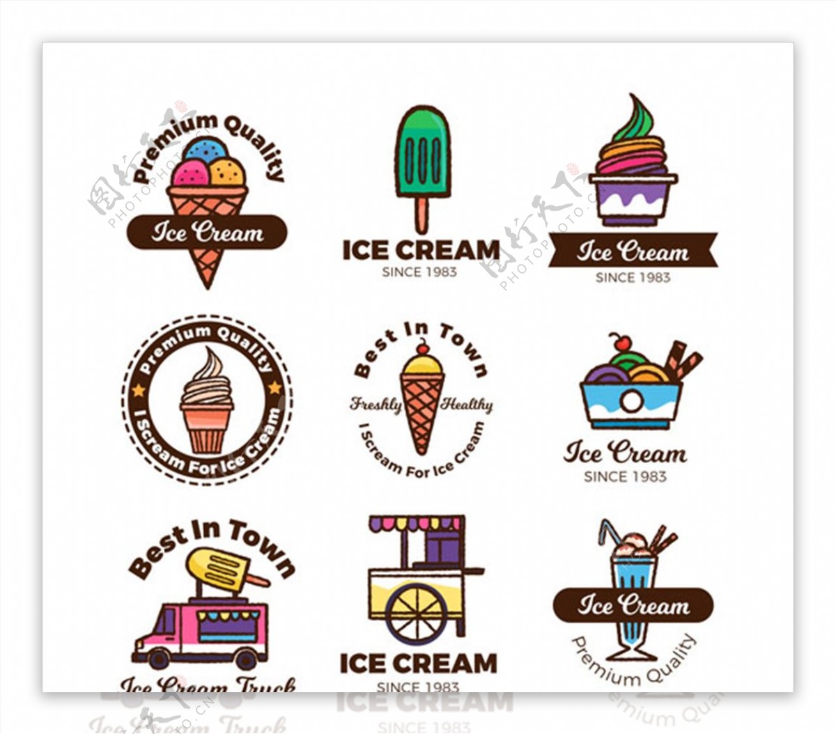 手绘冰淇淋标志收集