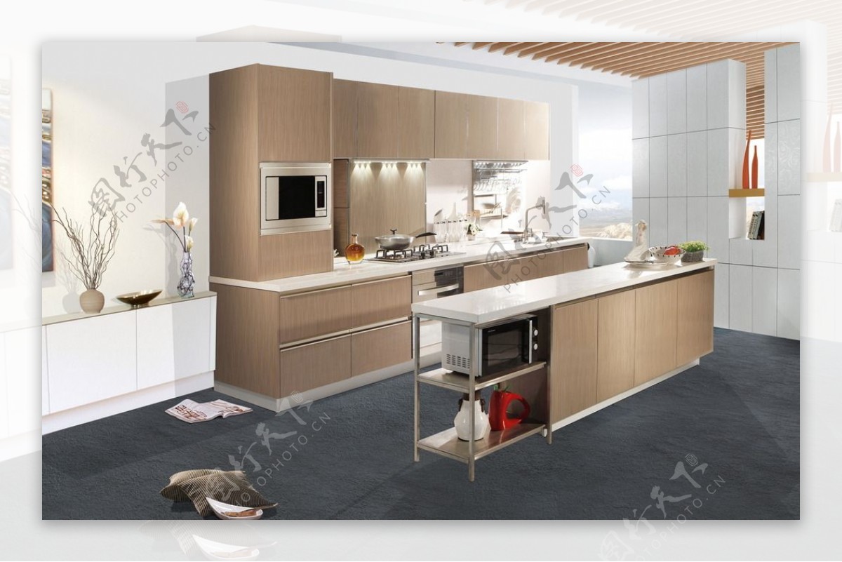 3D橱柜效果图整体厨房
