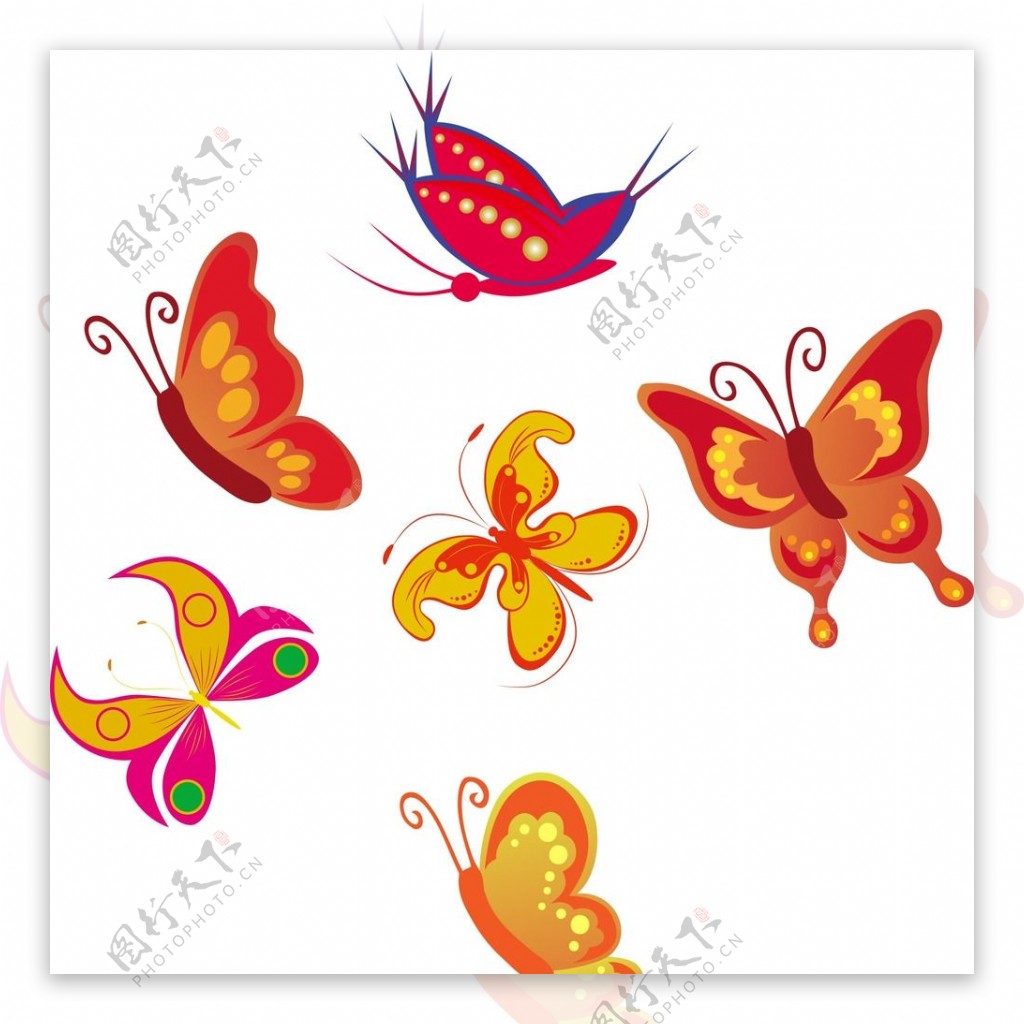 多彩水墨画蝴蝶艺术作品透明PNG素材