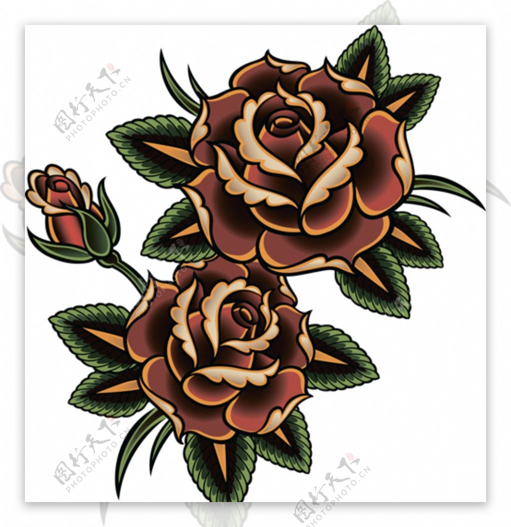 玫瑰刺青纹身