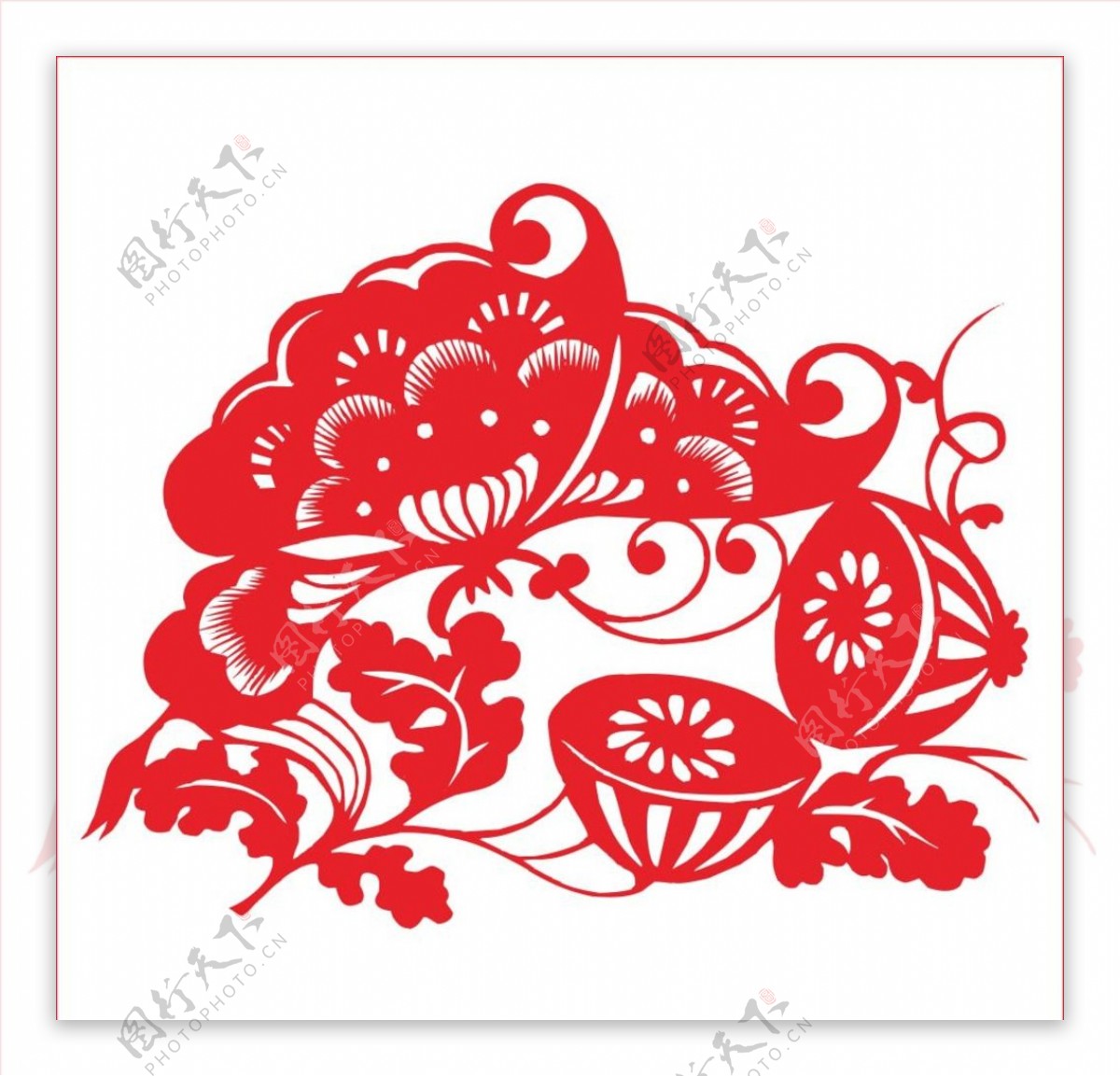 中国传统剪纸莲花藕