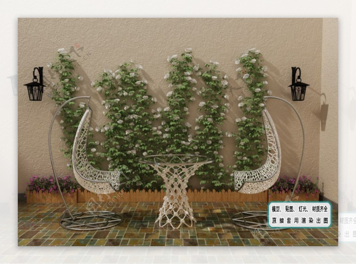 植物墙休闲吊椅带植物生态
