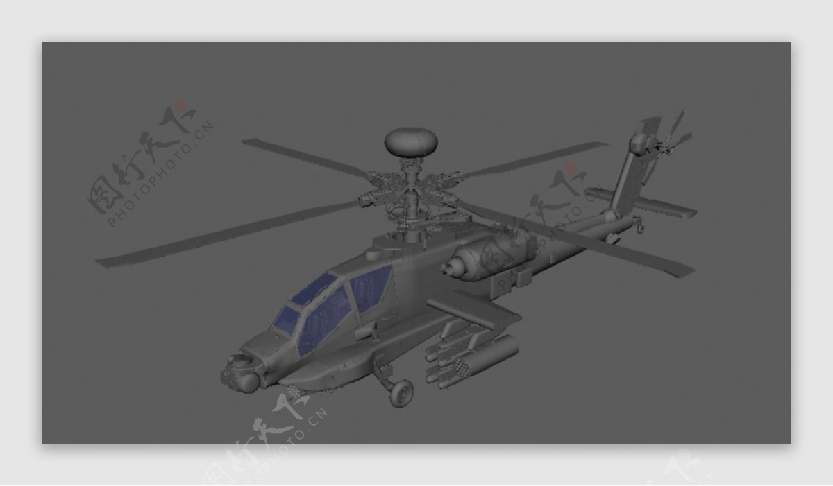 精致直升机maya3d模型