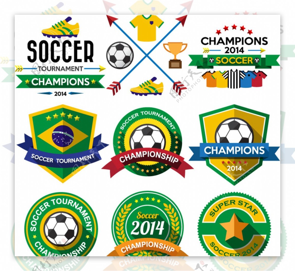 9款巴西世界杯元素标签矢量素材