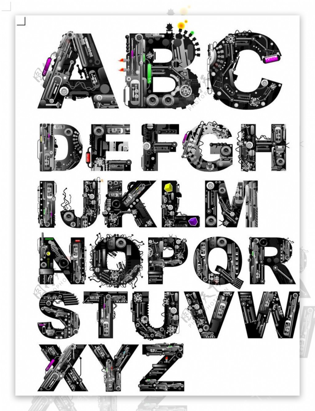 炫酷机械字母矢量素材