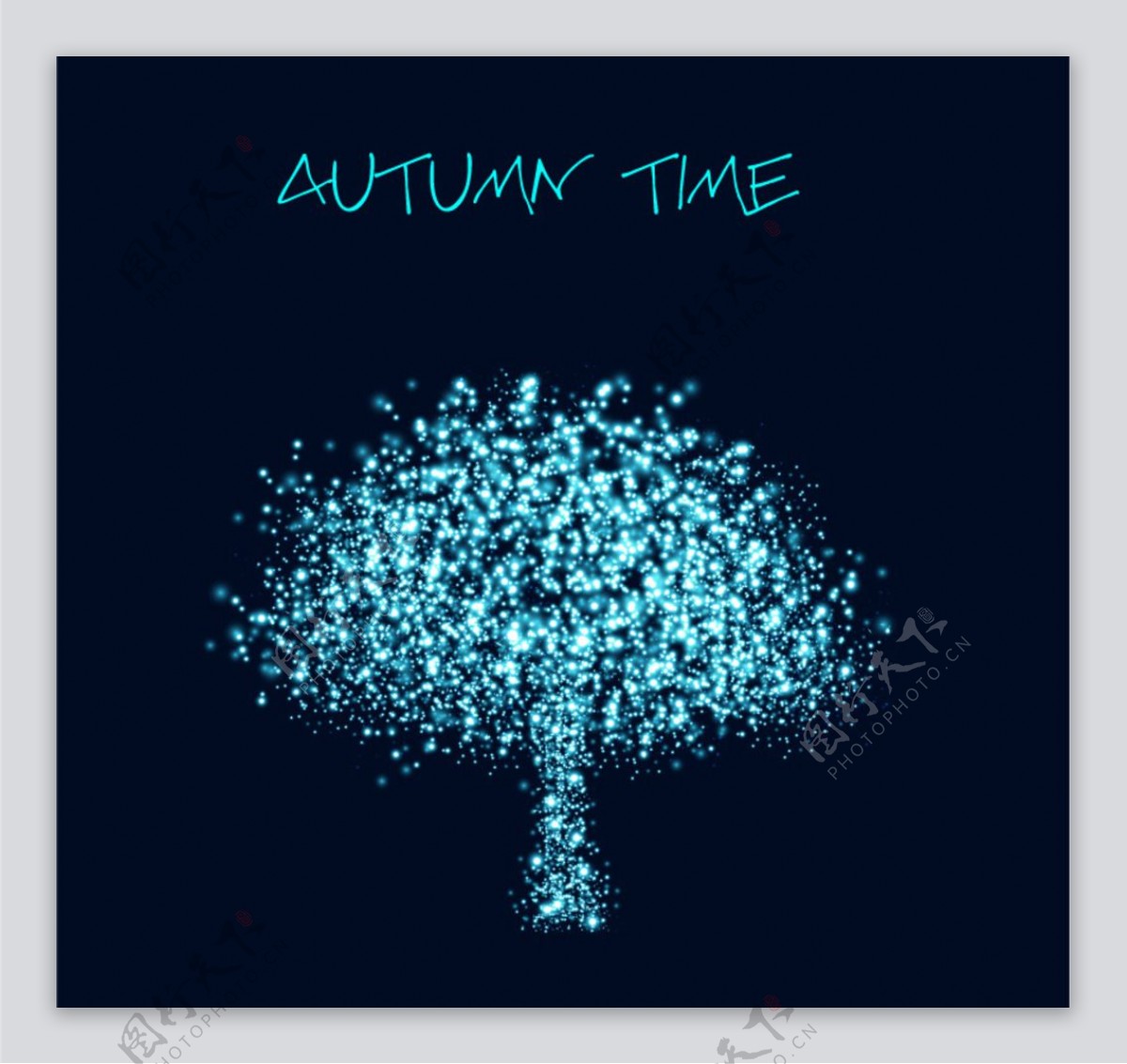 蓝色光点秋季树木矢量素材