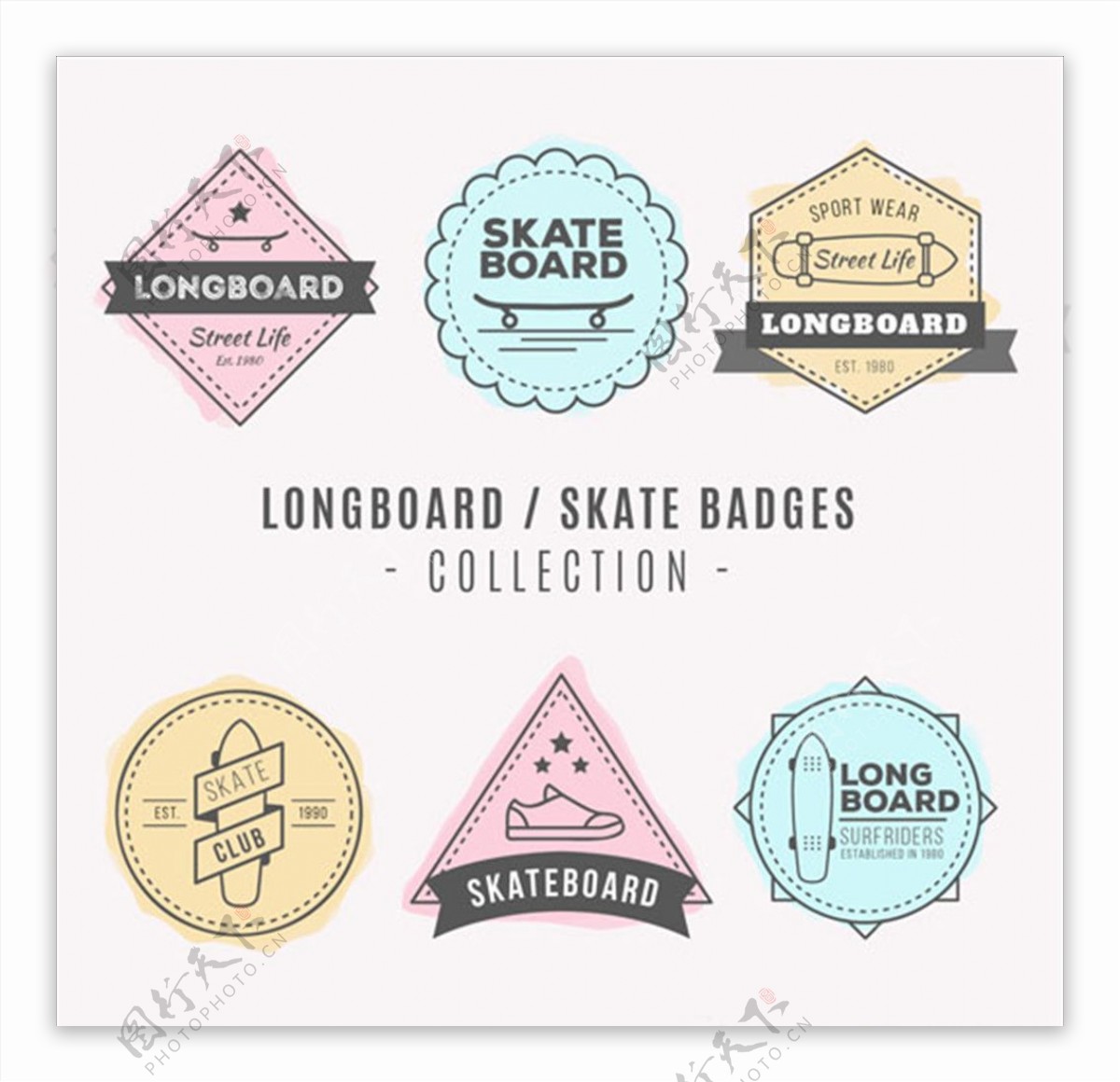 六款滑板标签标识标志