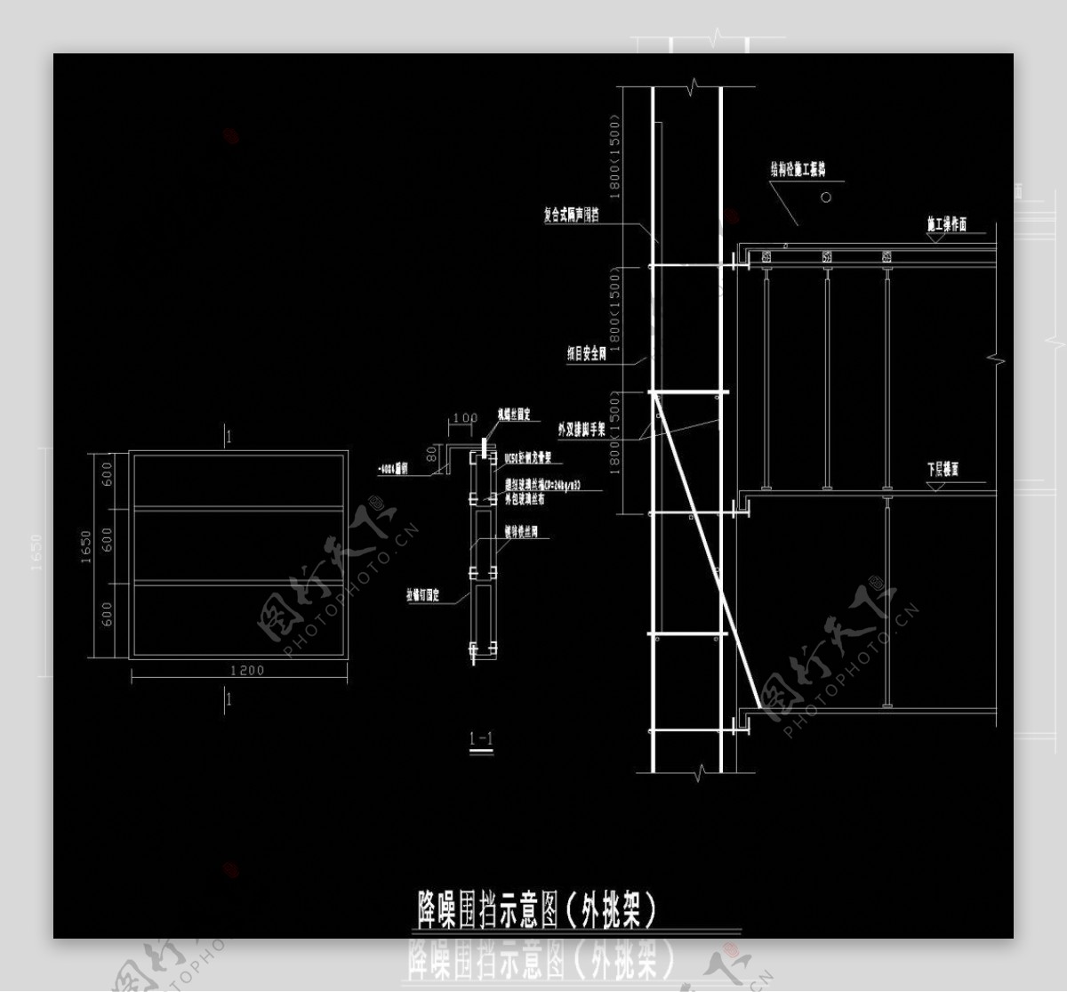 降噪围挡示意图CAD机械图纸