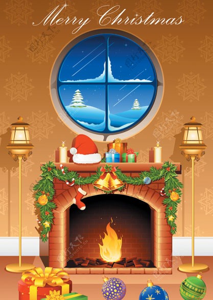 圣诞壁炉背景