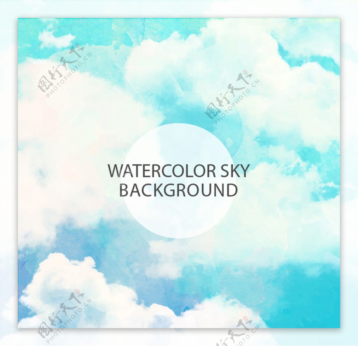 水彩绘天空云朵背景矢量素
