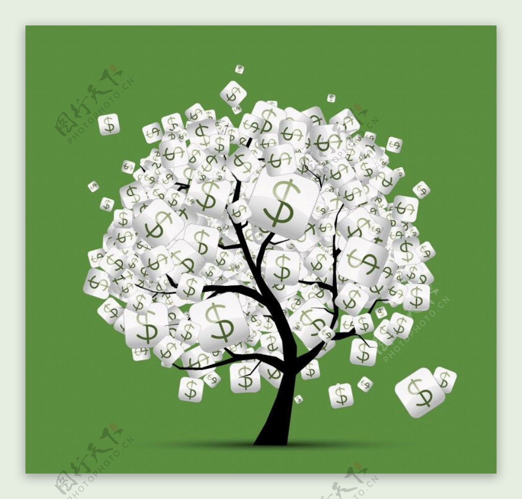美元符号花纹树木
