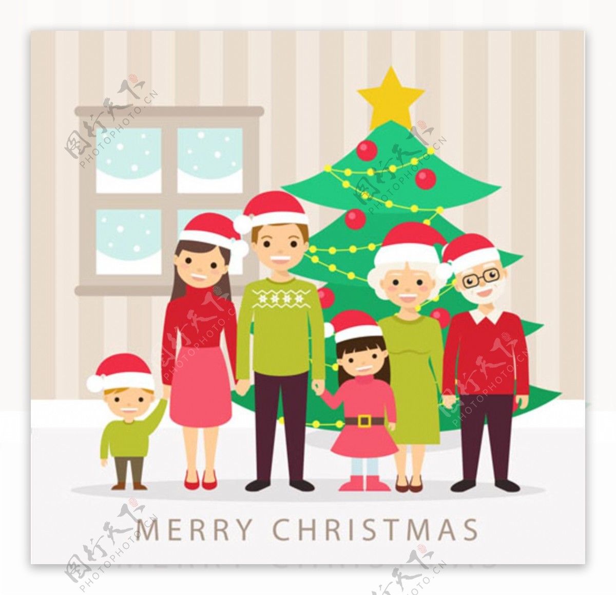 圣诞节快乐和家人一起的孩子