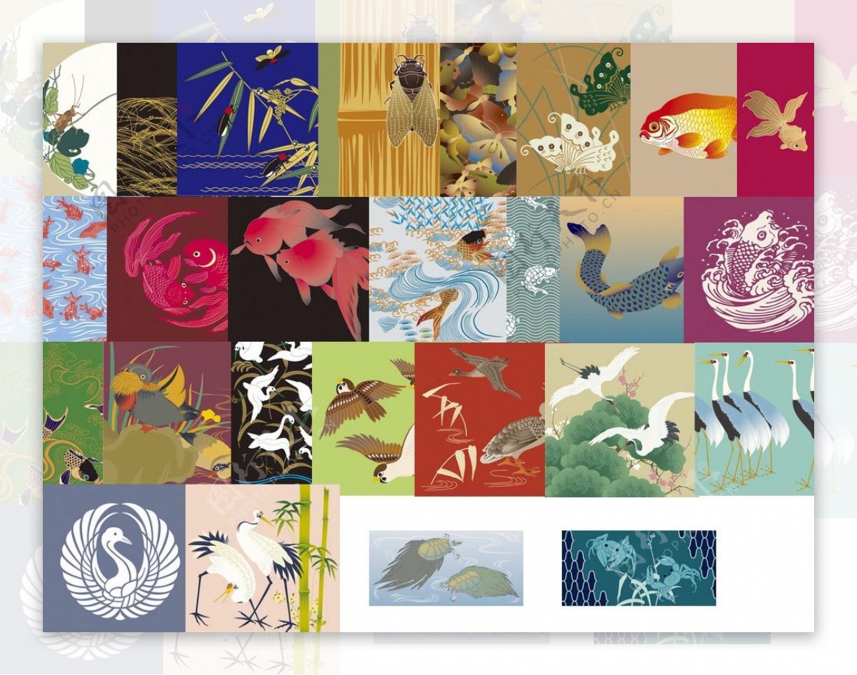 日本传统图案合集8动物32张