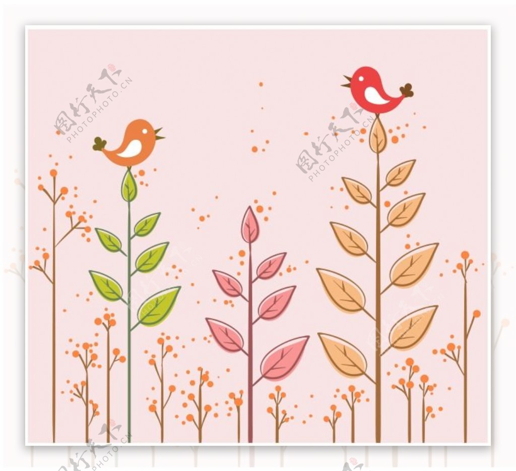 粉红树叶装饰图案