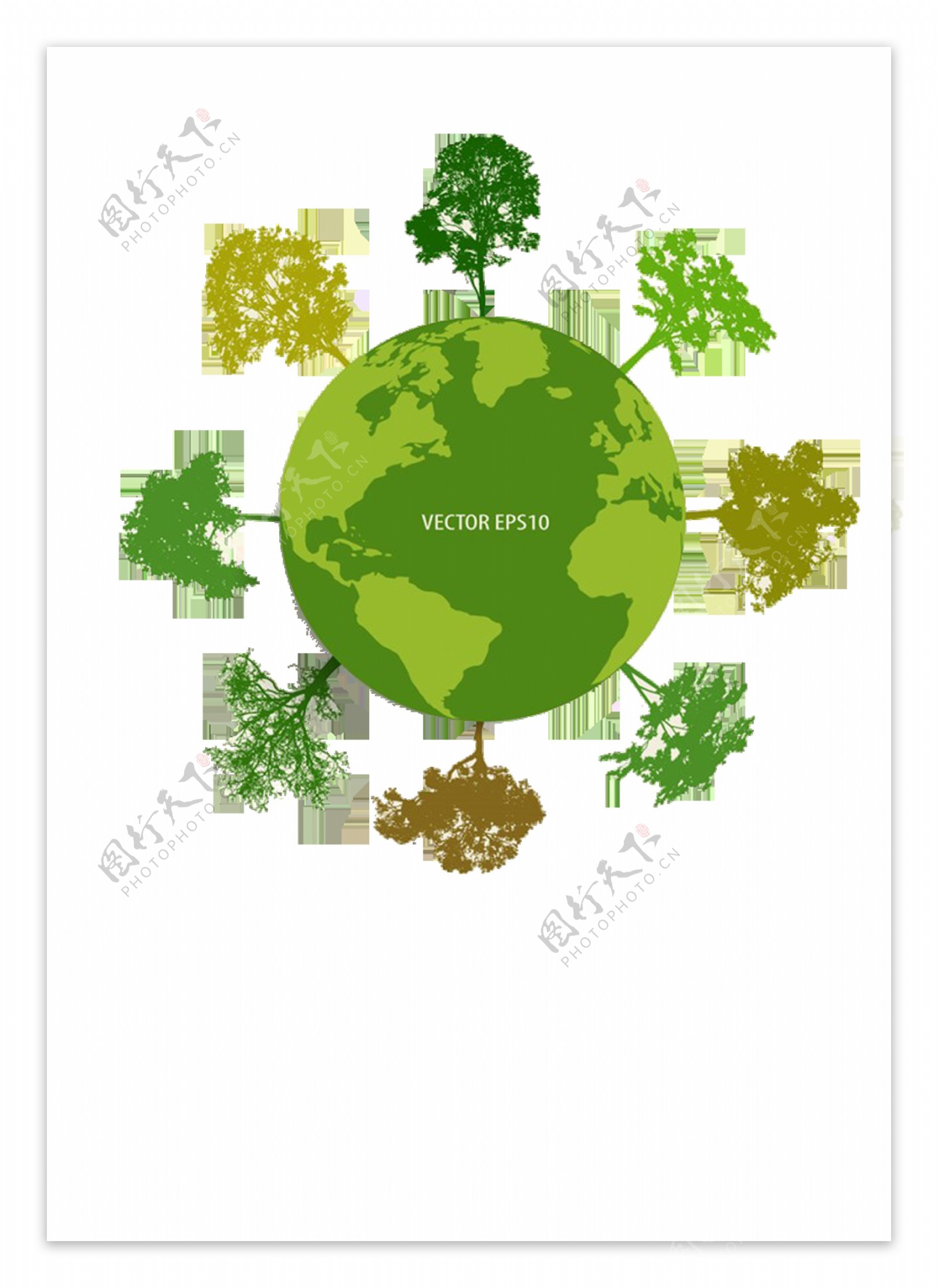 环保绿树地球png免扣元素