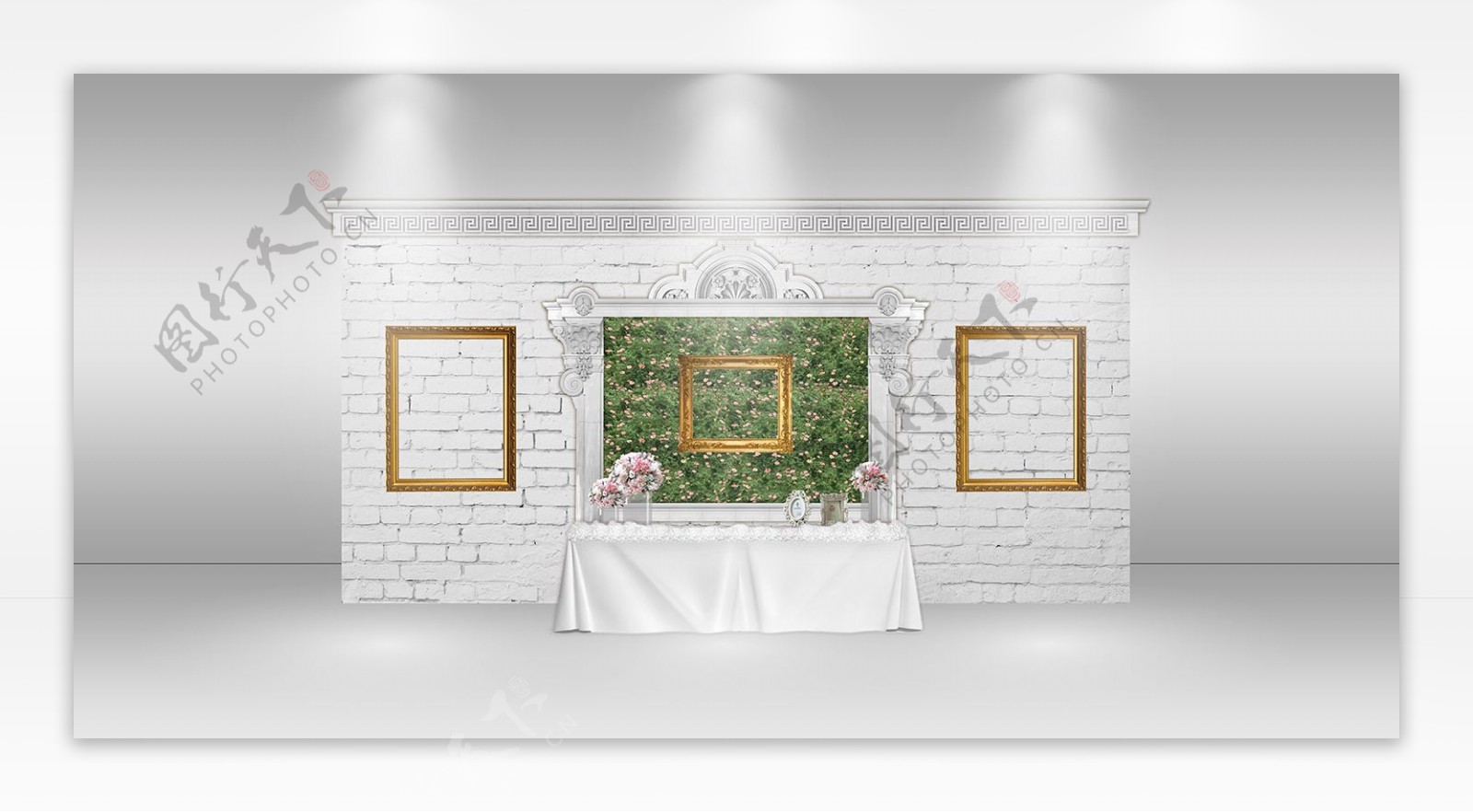 白色欧式极简风墙面签到展示婚礼效果图