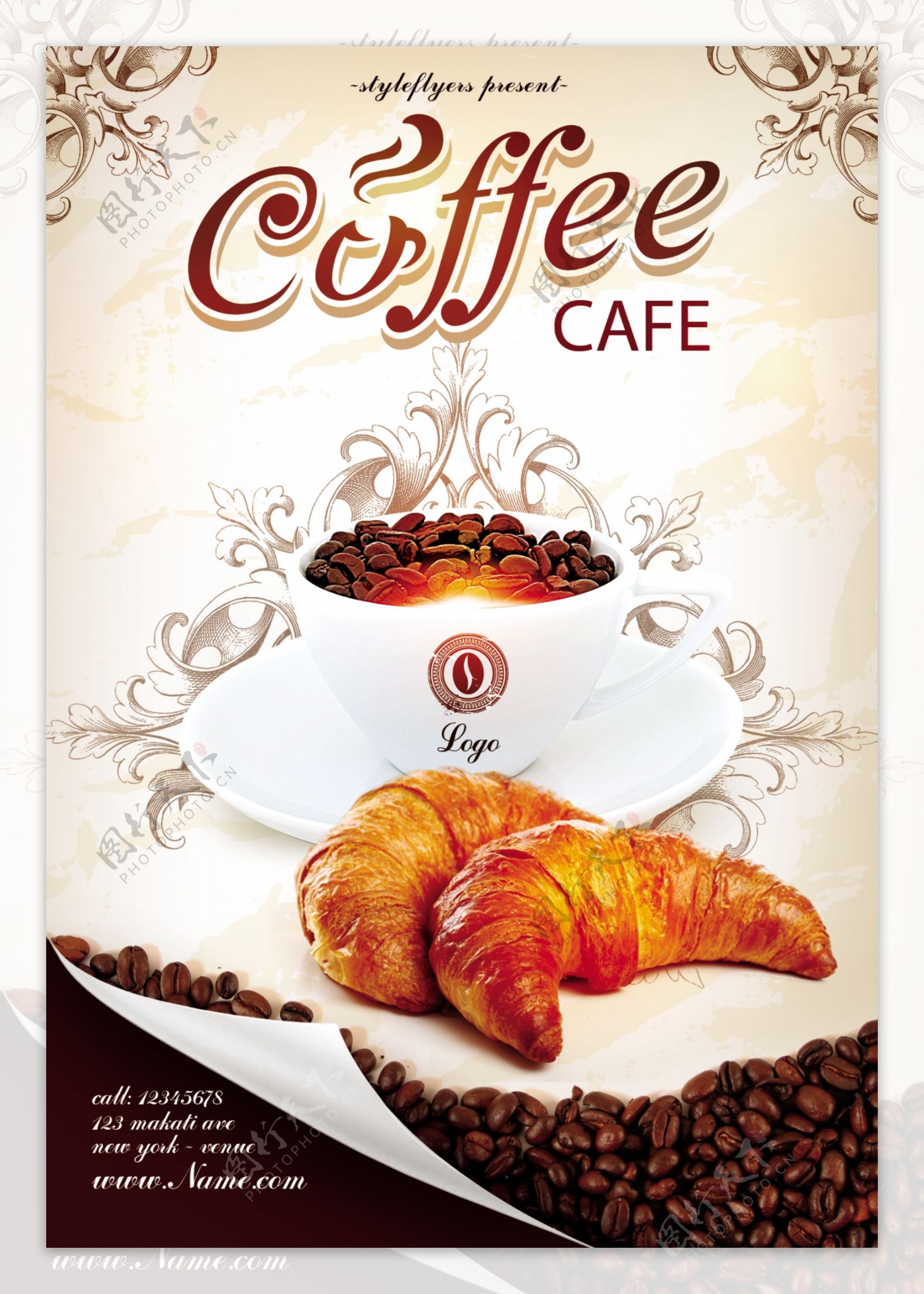 复古唯美咖啡宣传海报