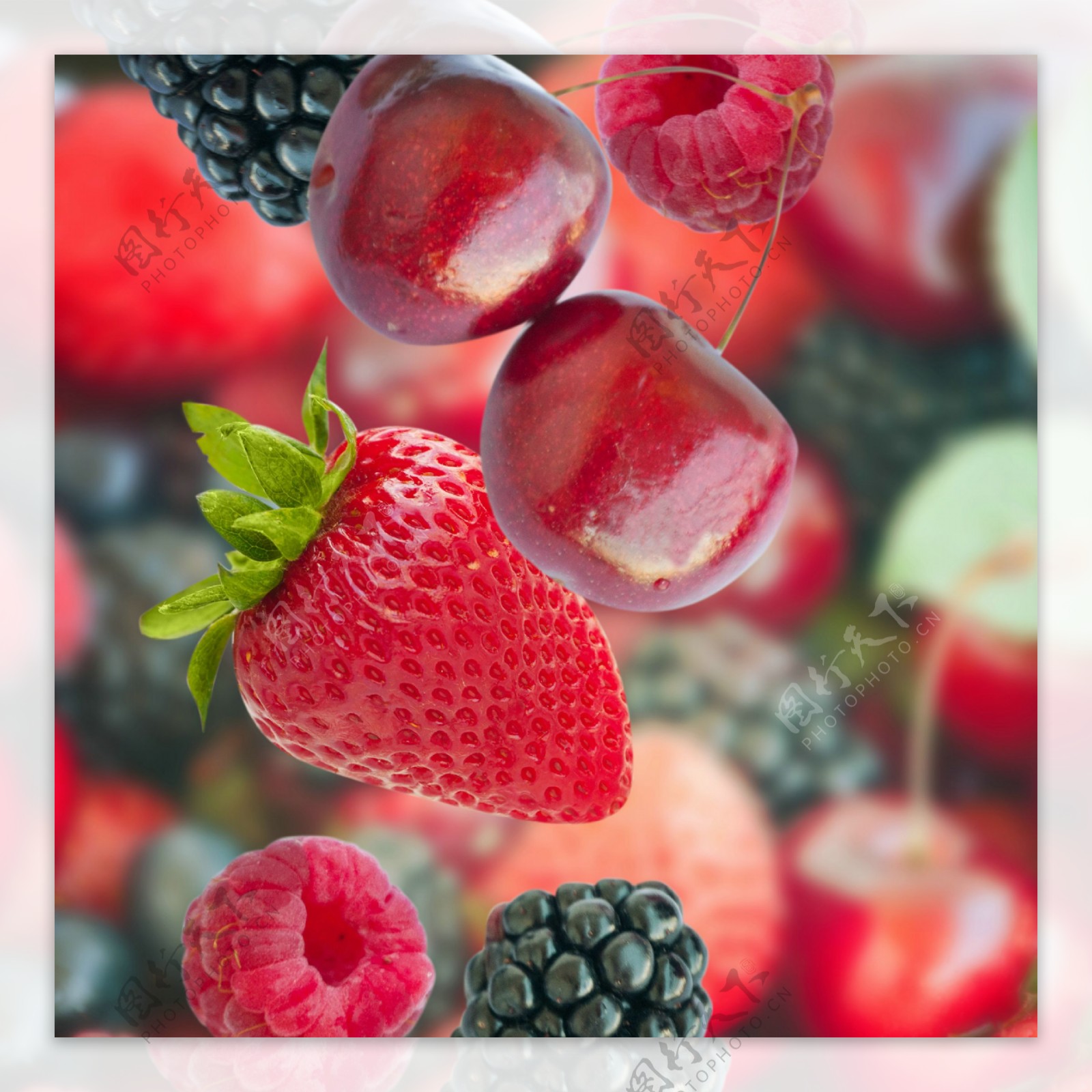 草莓樱桃背景素材图片