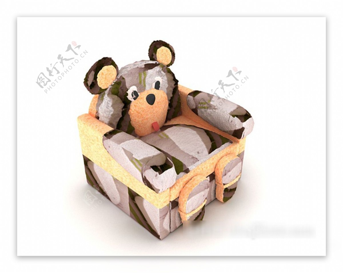 可爱小熊单人沙发3d模型下载