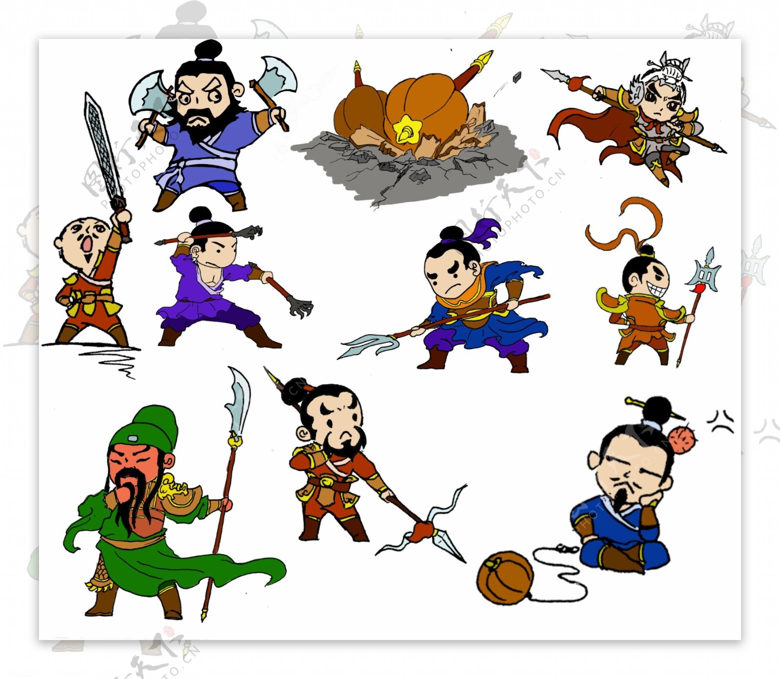 中国古代人物插画线稿涂色图层