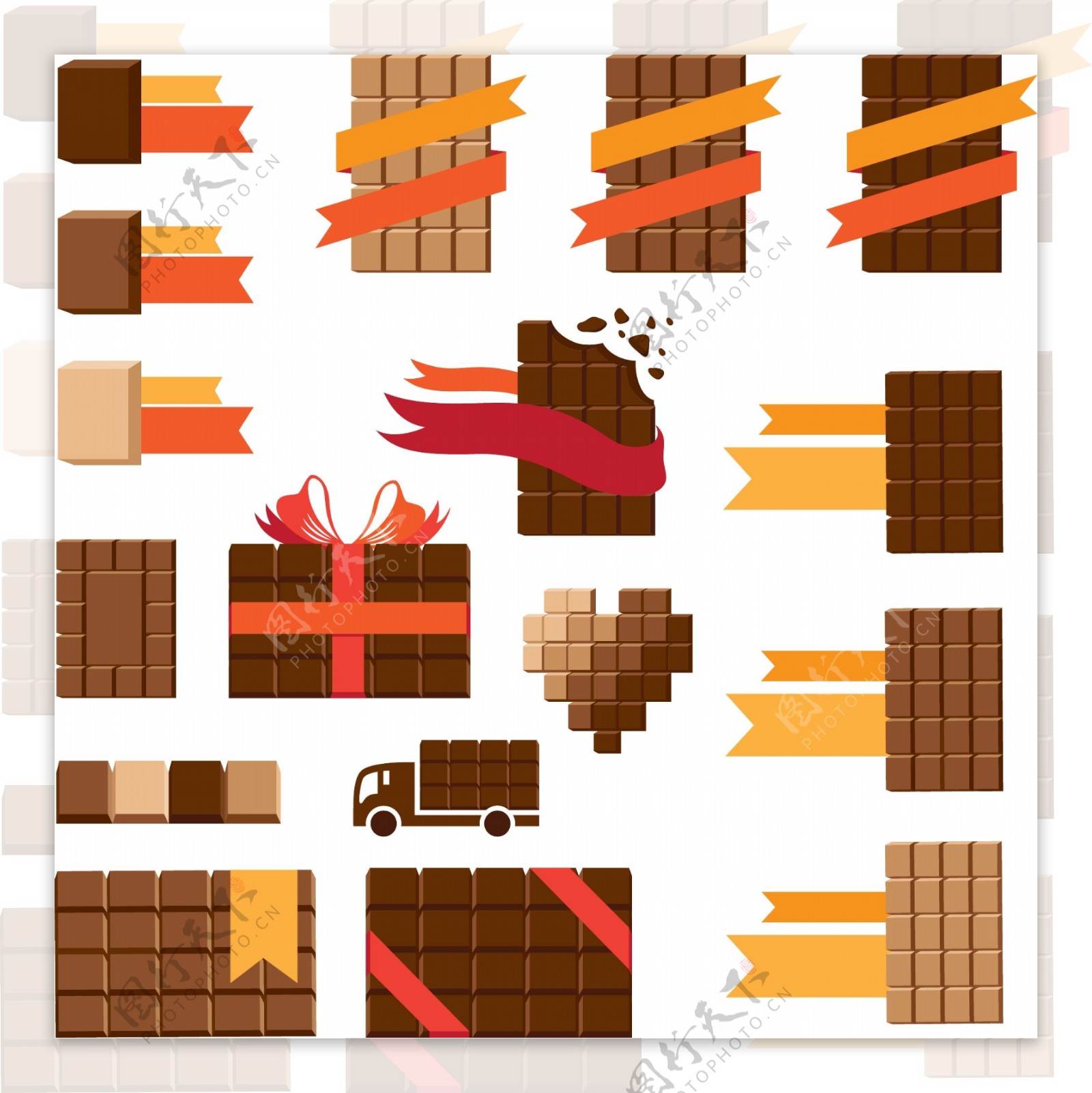 17款方形巧克力设计矢量素材