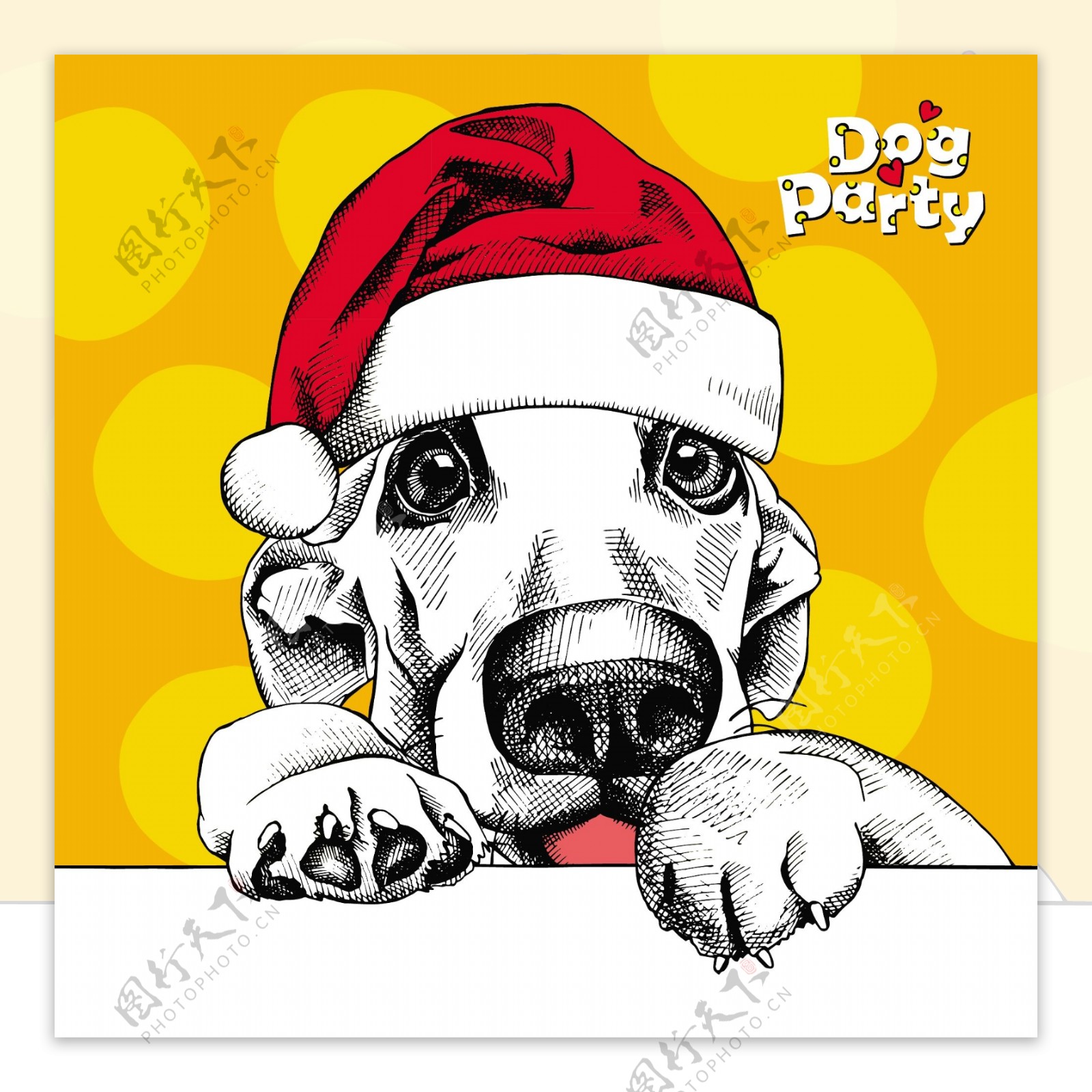 大型狗狗可爱动物圣诞节海报矢量